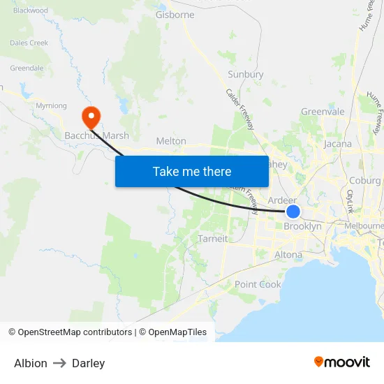 Albion to Darley map