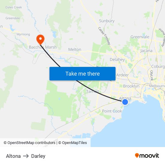 Altona to Darley map