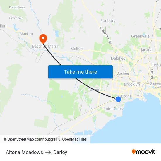 Altona Meadows to Darley map