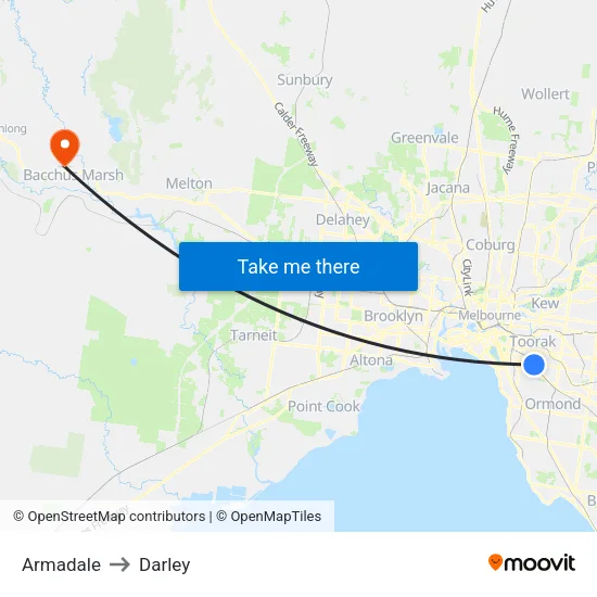 Armadale to Darley map