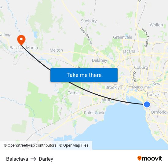 Balaclava to Darley map