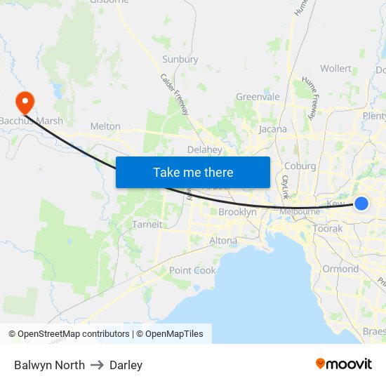 Balwyn North to Darley map