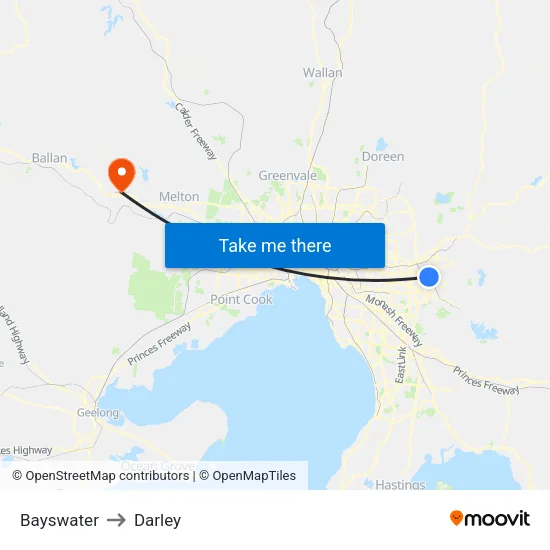 Bayswater to Darley map