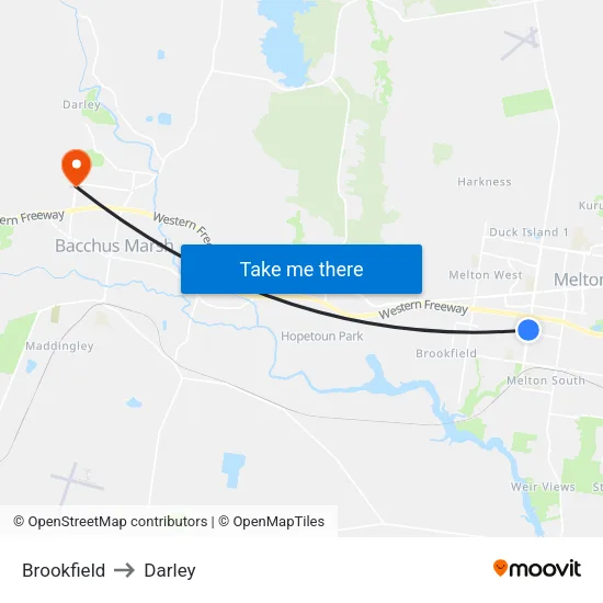 Brookfield to Darley map