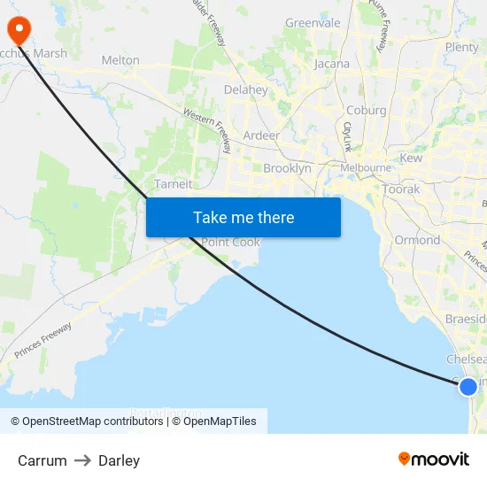 Carrum to Darley map