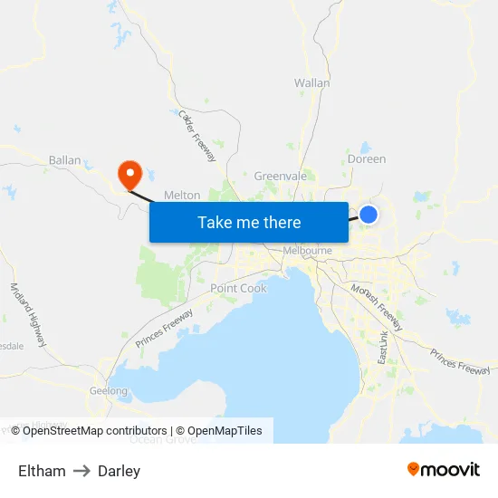 Eltham to Darley map