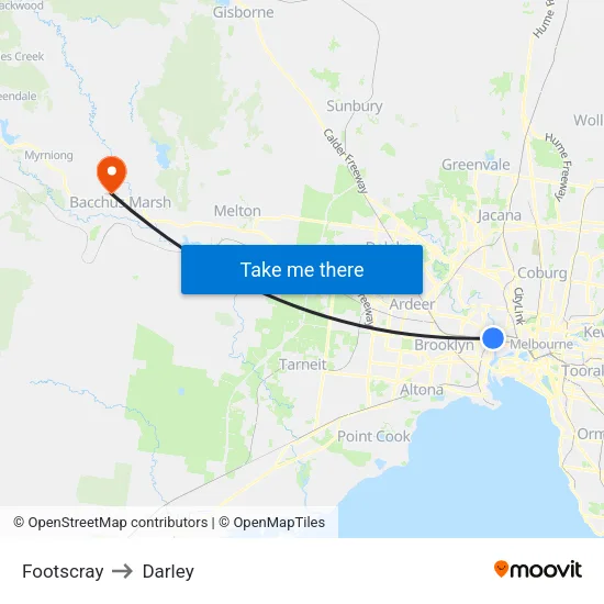 Footscray to Darley map