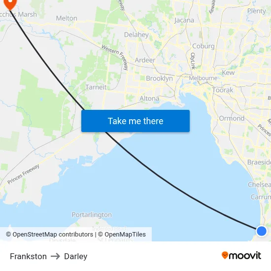 Frankston to Darley map