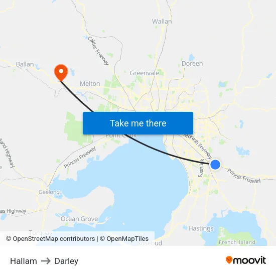 Hallam to Darley map