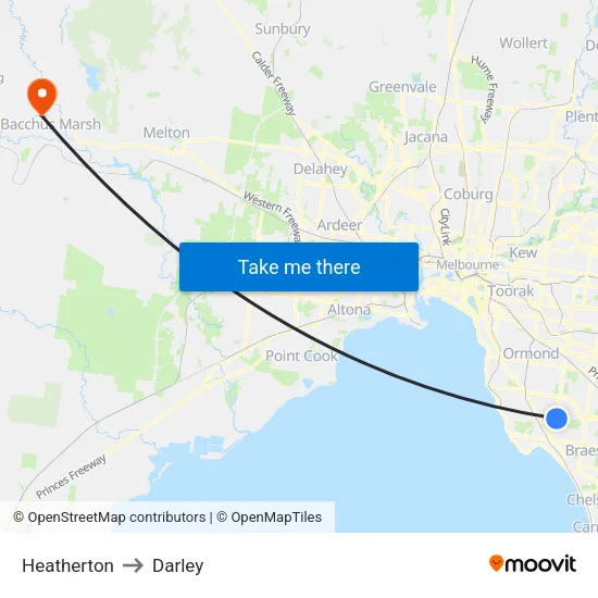 Heatherton to Darley map