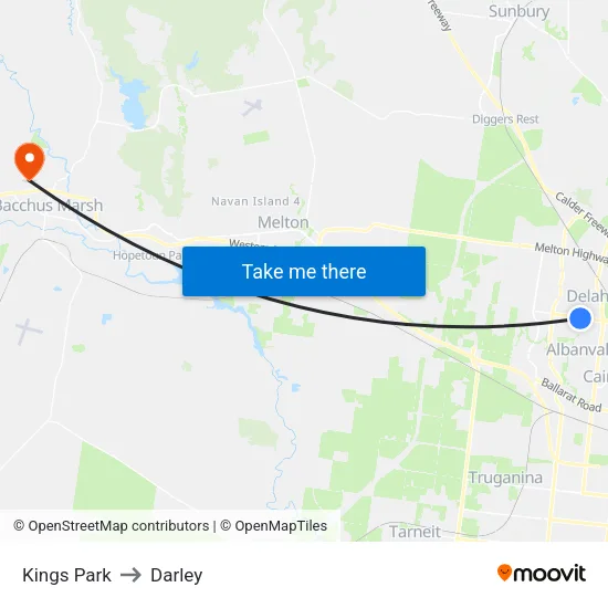 Kings Park to Darley map