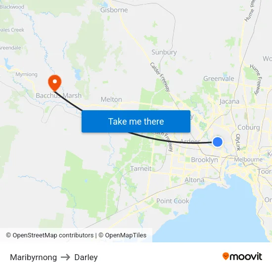 Maribyrnong to Darley map