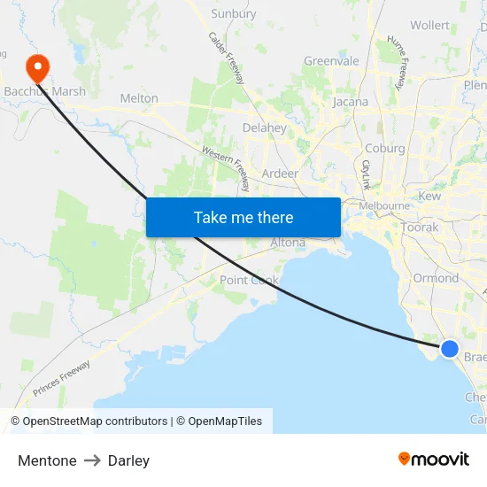 Mentone to Darley map
