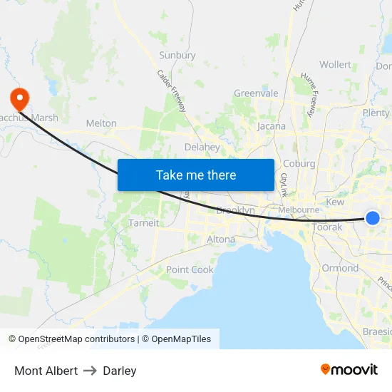 Mont Albert to Darley map