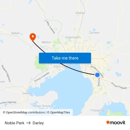 Noble Park to Darley map