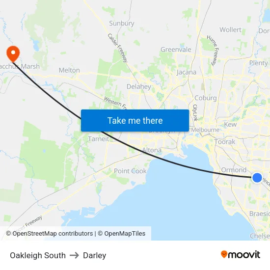 Oakleigh South to Darley map