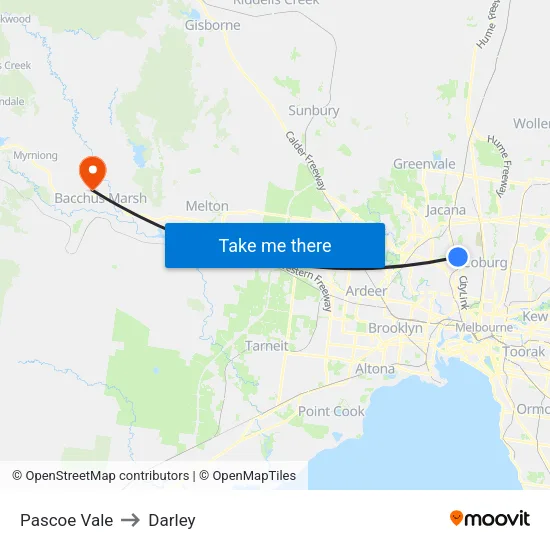Pascoe Vale to Darley map