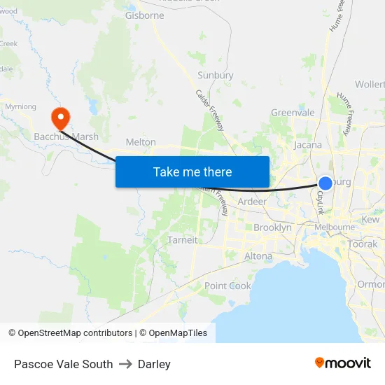Pascoe Vale South to Darley map