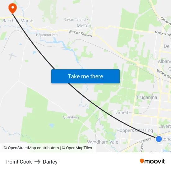 Point Cook to Darley map