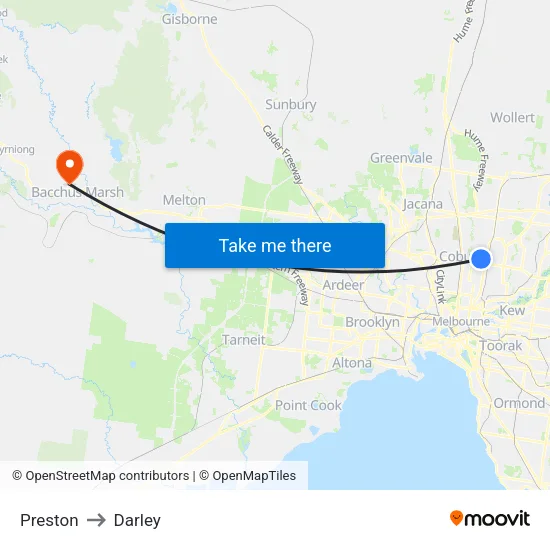 Preston to Darley map