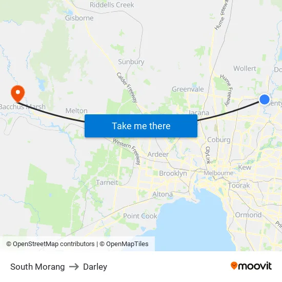 South Morang to Darley map