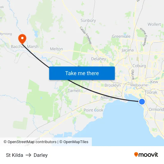St Kilda to Darley map