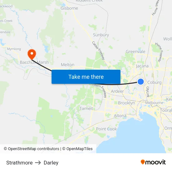 Strathmore to Darley map