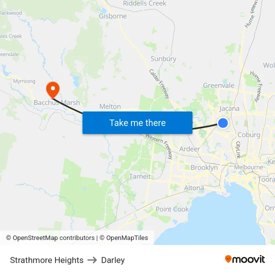 Strathmore Heights to Darley map