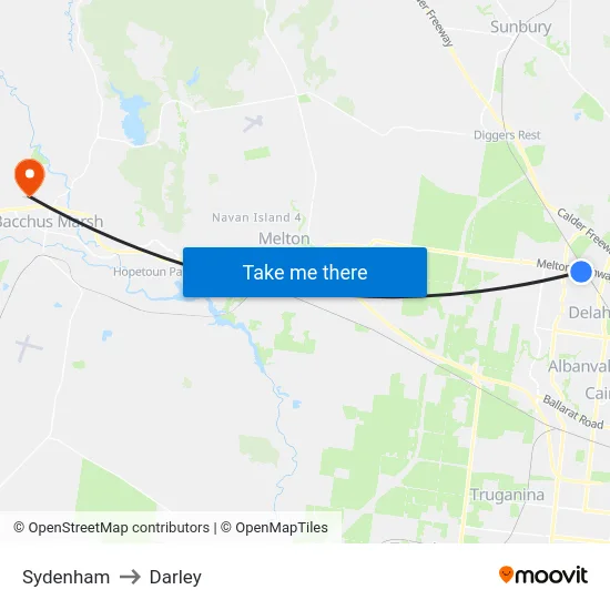 Sydenham to Darley map
