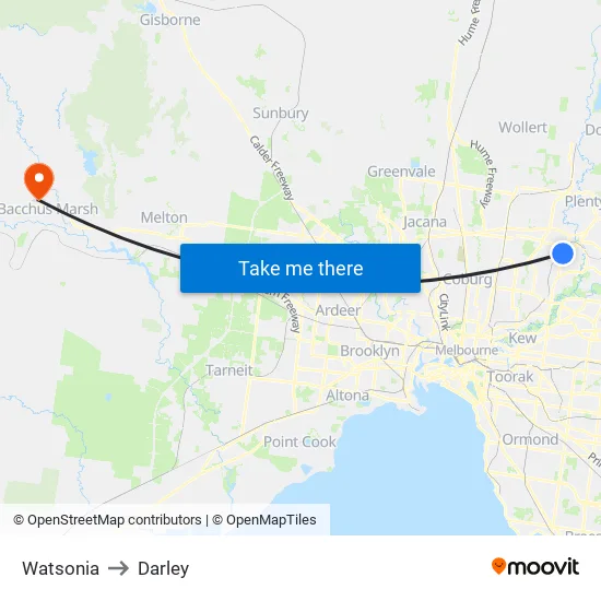Watsonia to Darley map