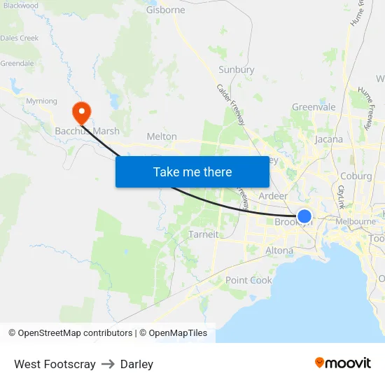 West Footscray to Darley map