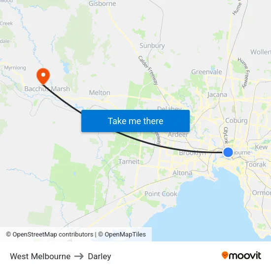 West Melbourne to Darley map