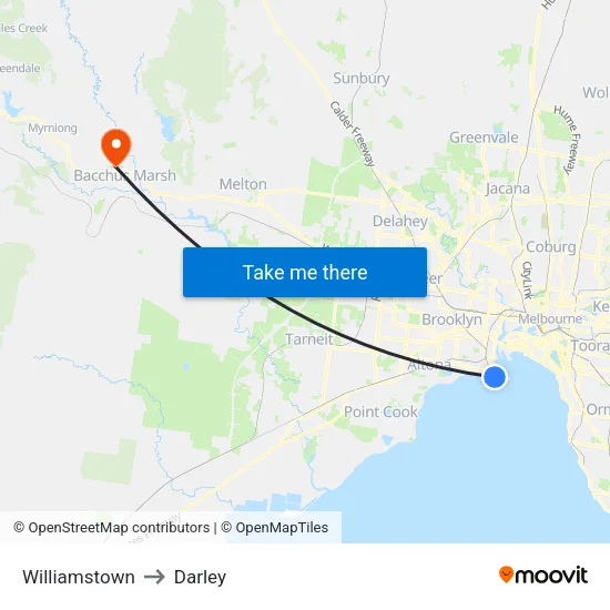 Williamstown to Darley map