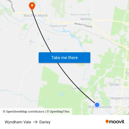 Wyndham Vale to Darley map
