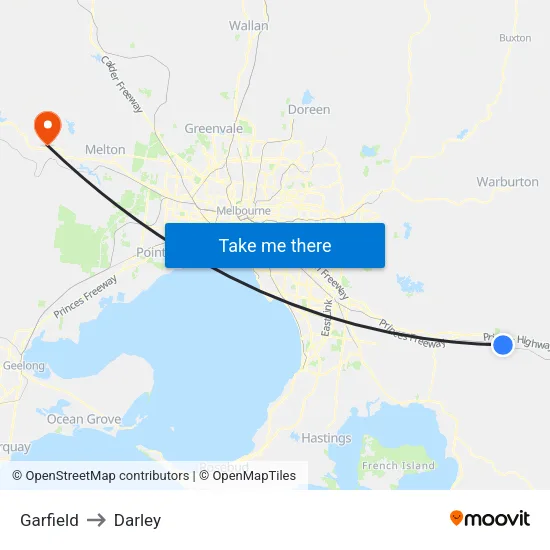 Garfield to Darley map