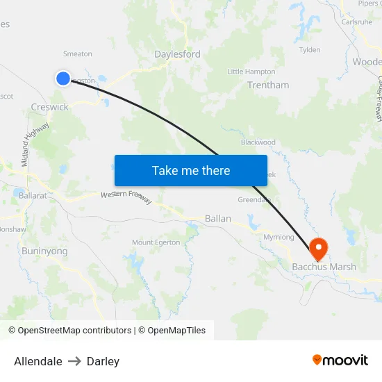 Allendale to Darley map