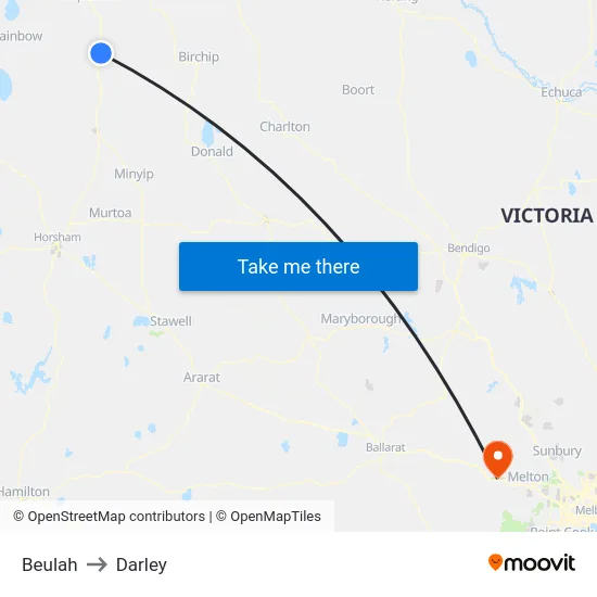 Beulah to Darley map
