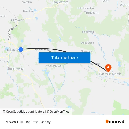 Brown Hill - Bal to Darley map