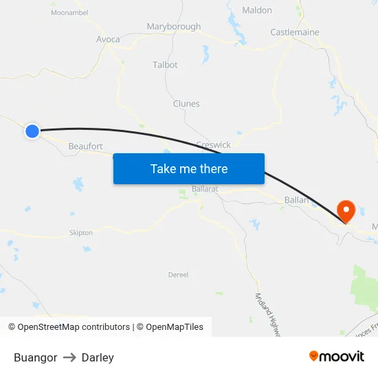 Buangor to Darley map