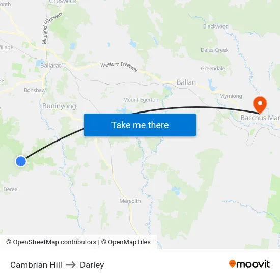 Cambrian Hill to Darley map