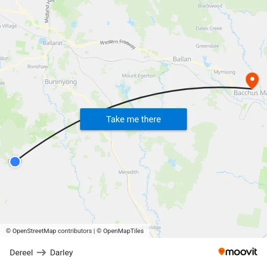 Dereel to Darley map