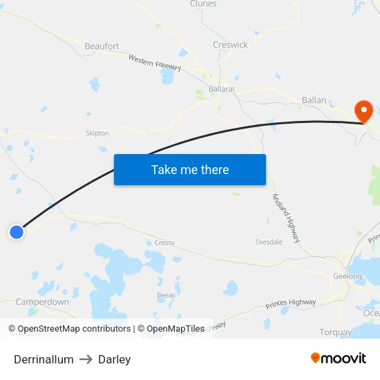 Derrinallum to Darley map
