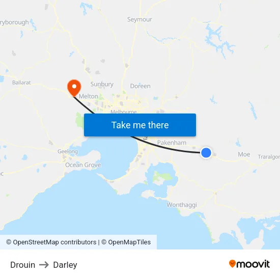 Drouin to Darley map