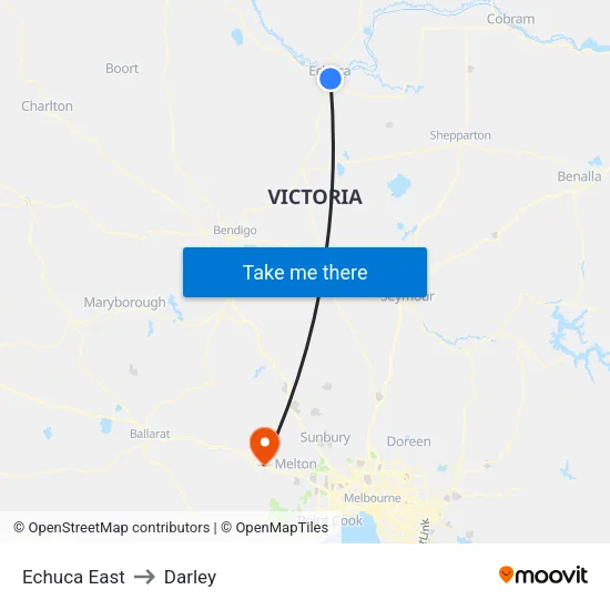 Echuca East to Darley map