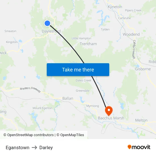 Eganstown to Darley map