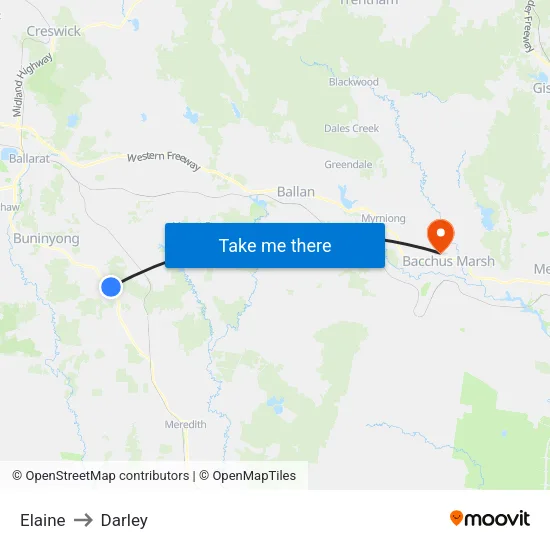 Elaine to Darley map