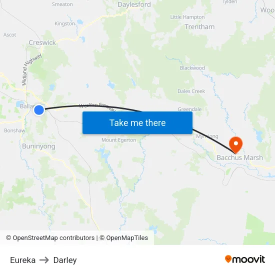 Eureka to Darley map