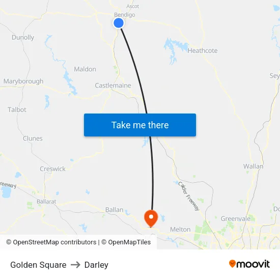 Golden Square to Darley map