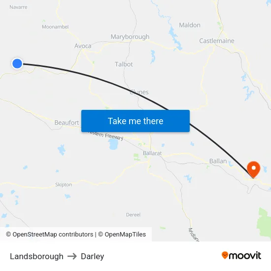 Landsborough to Darley map
