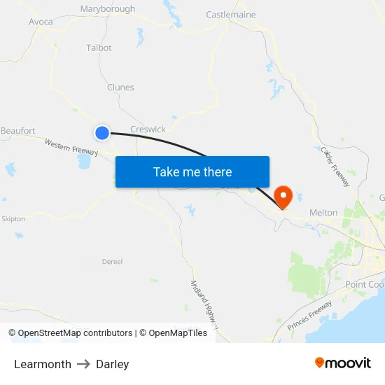 Learmonth to Darley map